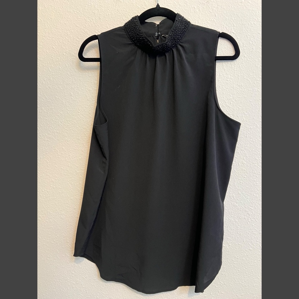 #1556 NWT Banana Republic Beaded Mock Neck Blouse Large